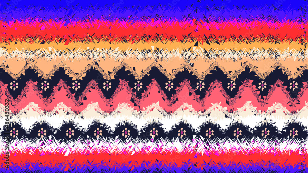 Obraz premium Geometric ethnic oriental ikat pattern traditional Design.Geometric ethnic oriental pattern traditional Design for background,carpet,wallpaper,clothing,wrapping,fabric,embroidery style.wave.line.Eps10