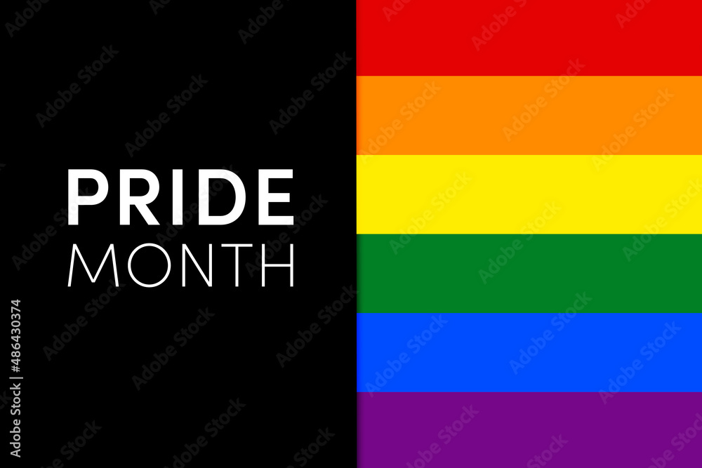 Gay Pride Month in June. LGBTQ multicolored rainbow flag. Original color symbol of gay pride concept background, high resolution poster