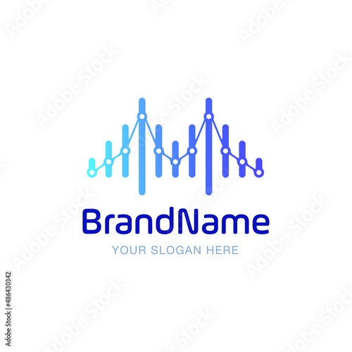 Bridge Finance Bar with Network Link, Connected Dots Logo Design Vector