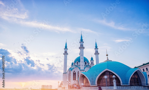 Canvas Print Sunset over Kremlin Kazan and Kul Sharif Mosque islam