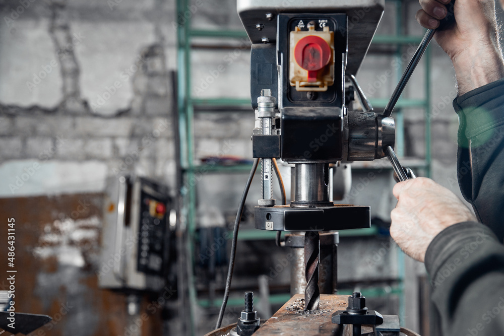 Worker use cnc mill industrial metalworking cutting drill Worker use cnc mill industrial metalworking cutting drill