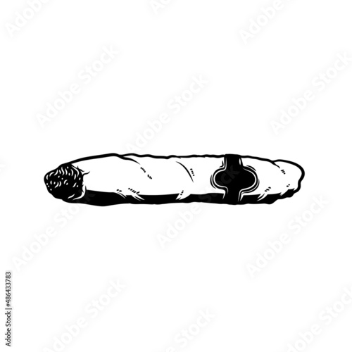 Illustration of cuban cigar in monochrome style. Design element for logo  label  sign  poster  card. Vector illustration