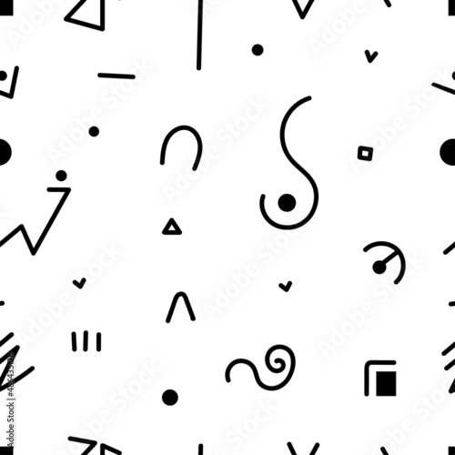 Seamless abstract pattern on white background. Vector doodle image. Graphic geometric ornament.