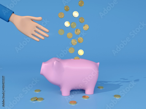 piggy bank and hand
