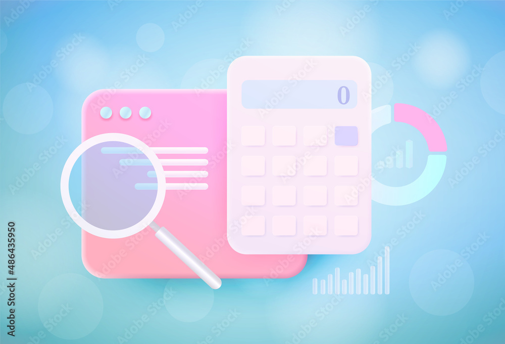 Financial strategy internet business concept. Finance, business plan and investment chart and data icons. 3d vector illustration Financial strategy internet business concept. Finance, business plan and investment chart and data icons. 3d vector illustration