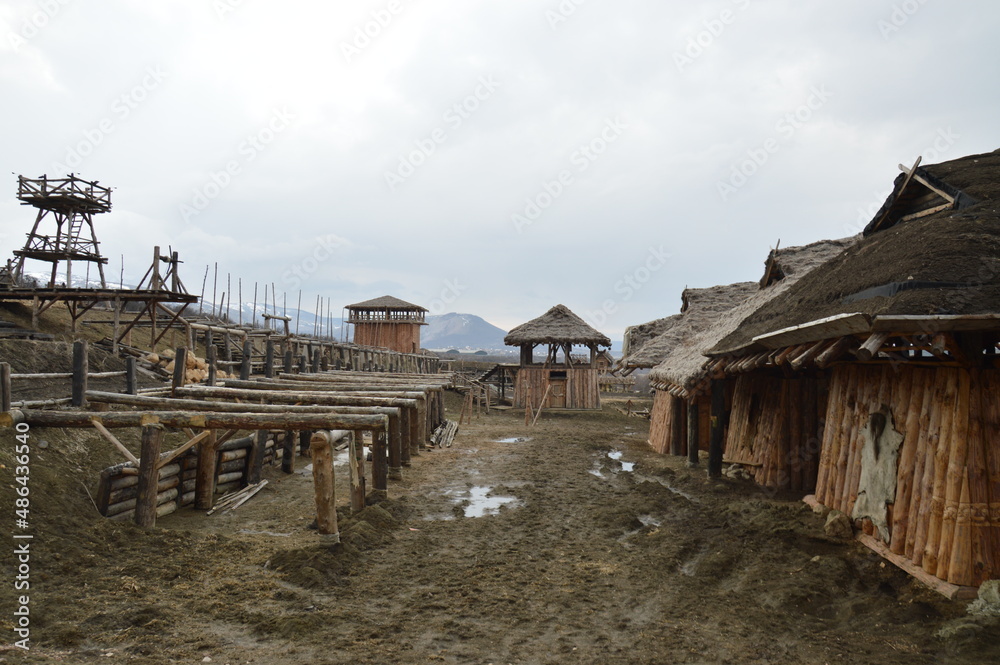 wooden viking village artificial