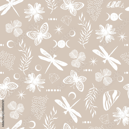 Vintage seamless pattern with butterflies.