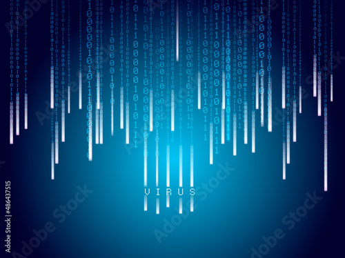 falling numbers matrix text virus blue background