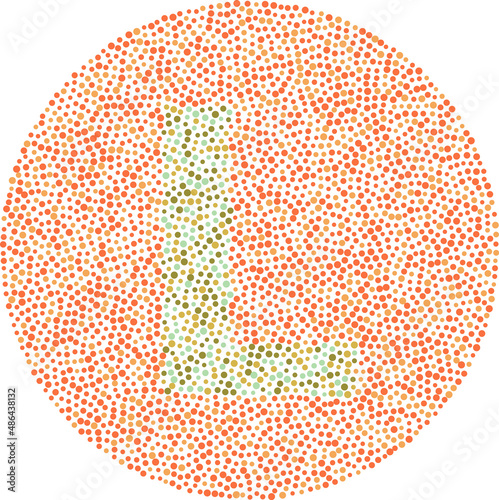 Letter L red and green color blindness test card photo