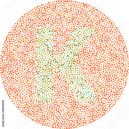 Letter K red and green color blindness test card