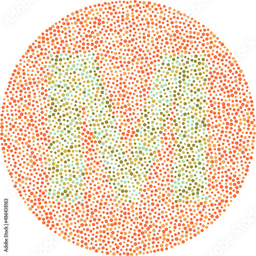 Letter M red and green color blindness test card