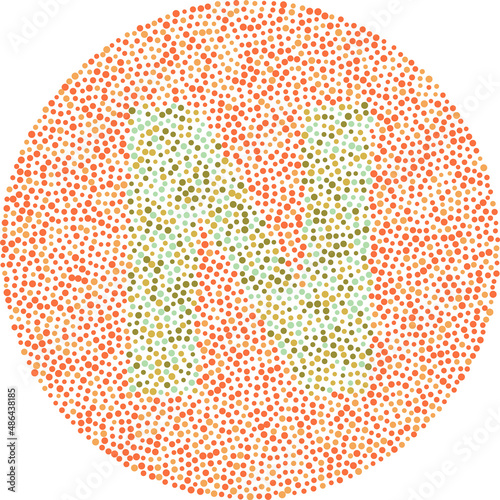 Letter N red and green color blindness test card