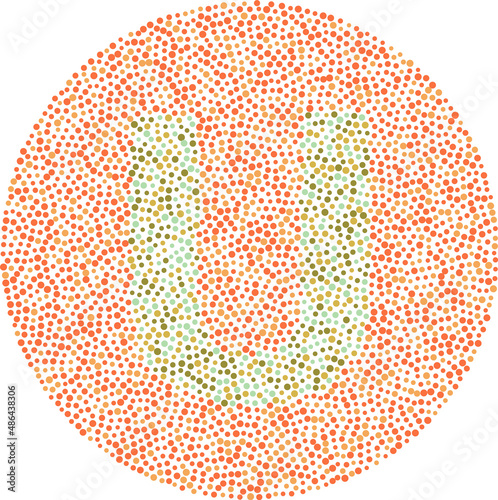 Letter U red and green color blindness test card