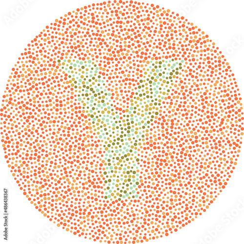 Letter Y red and green color blindness test card