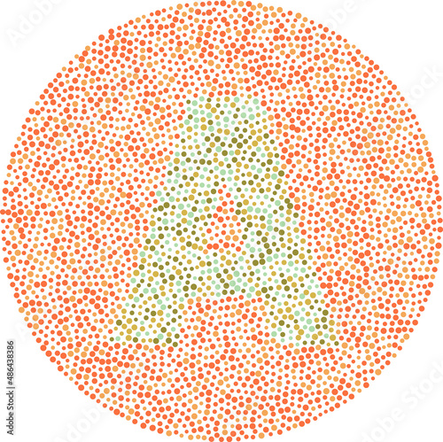 Letter A red and green color blindness test card