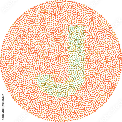 Letter J red and green color blindness test card