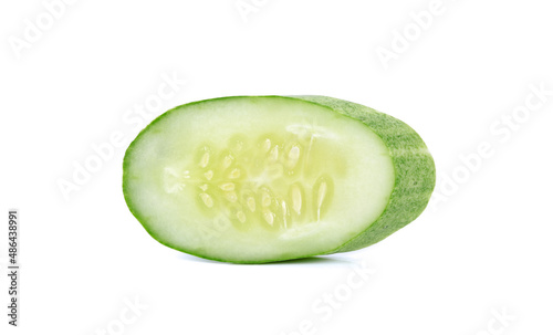Sliced cucumbers isolated on a white background