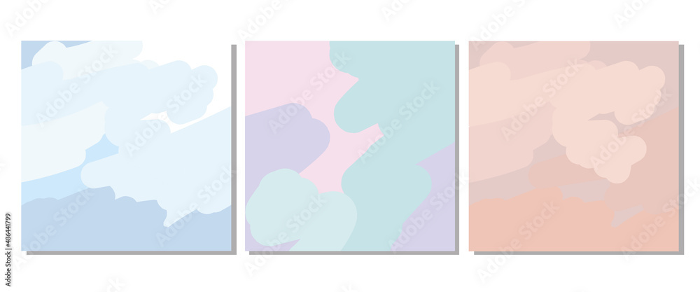 set of backgrounds in blue, beige and lilac. Brush strokes. Vector illustration