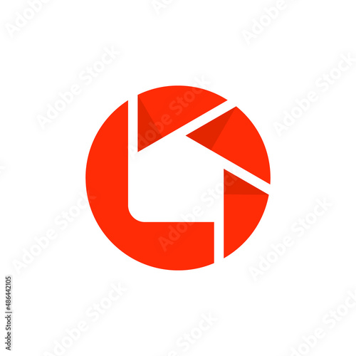 L Letter with Camera Aperture and House, Real Estate Video Logo Design Vector
