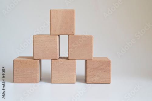 wooden blocks isolated on white background.iş finans kavramı. photo