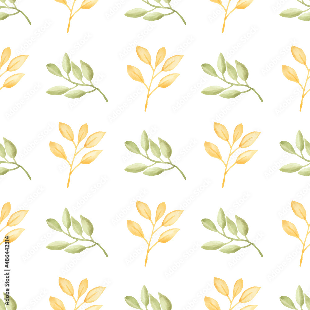 Watercolor leaf seamless pattern