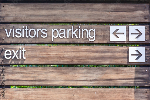 Sign Text Visitors Parking Arrows Exit Directions