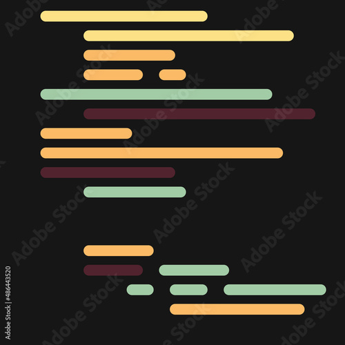 Code on screen vector illustration, flat cartoon coding lines simulation