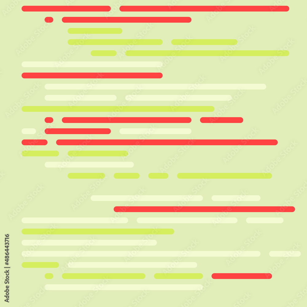 Code on screen vector illustration, flat cartoon coding lines simulation Code on screen vector illustration, flat cartoon coding lines simulation