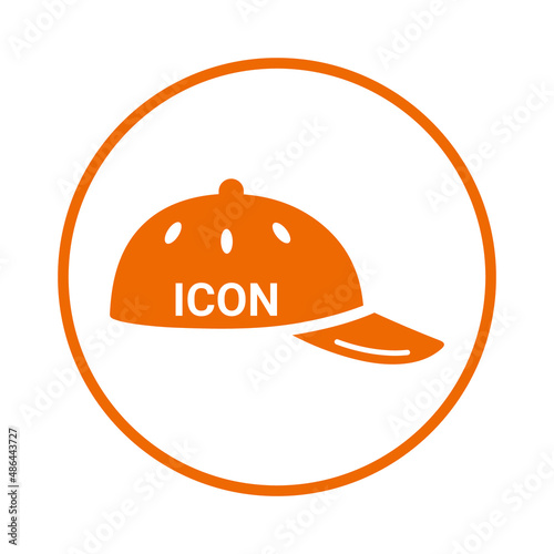 Cap, fashion, sports icon. Orange vector sketch.65