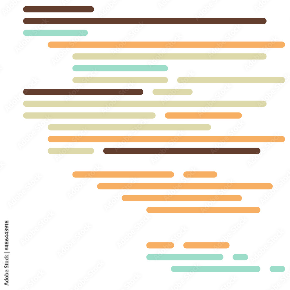 Code on screen vector illustration, flat cartoon coding lines simulation Code on screen vector illustration, flat cartoon coding lines simulation