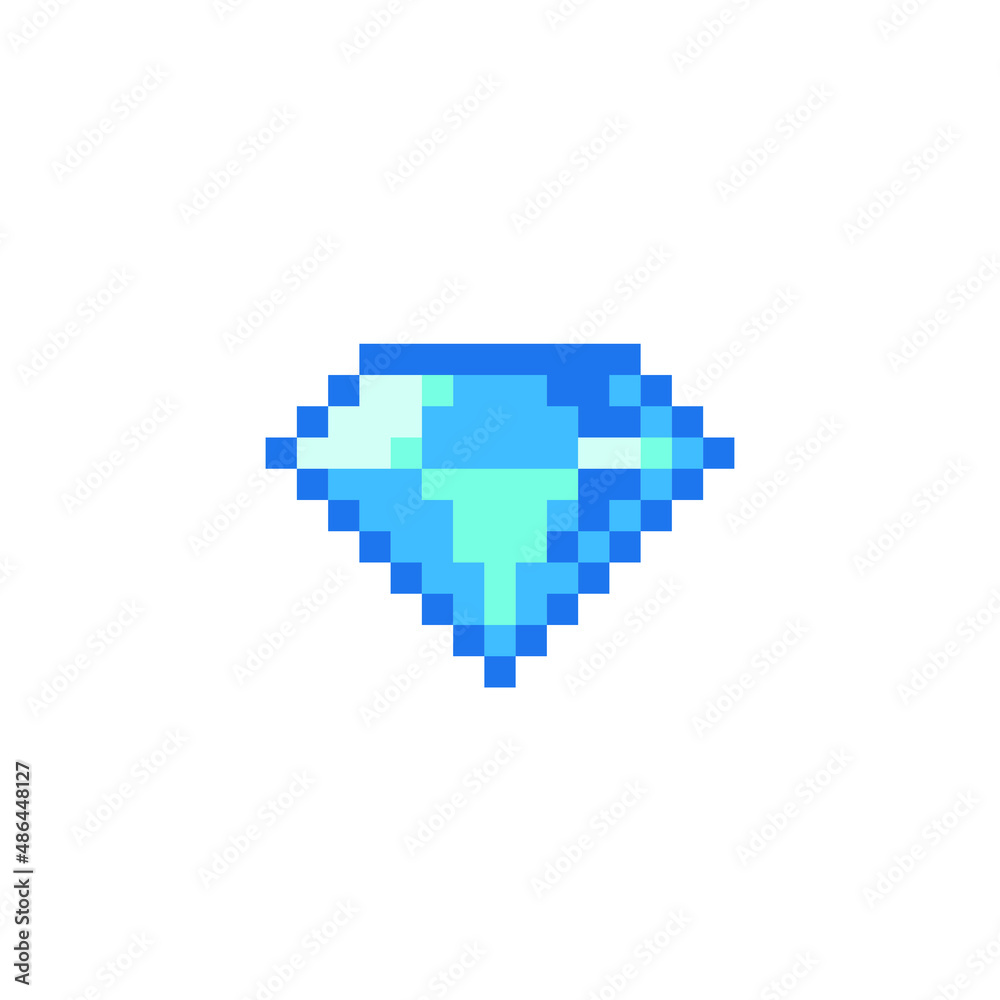 Precious stone logo. Diamond icon. Pixel art style. Knitting design. 8-bit. Isolated vector illustration. Game assets. Design for stickers, web, mobile app. Precious stone logo. Diamond icon. Pixel art style. Knitting design. 8-bit. Isolated vector illustration. Game assets. Design for stickers, web, mobile app.