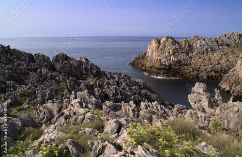 Coastal part of Cantabria in the north of Spain, Costa Quebrada, ie the Broken Coast, area around Playa de Somocuevas beach 