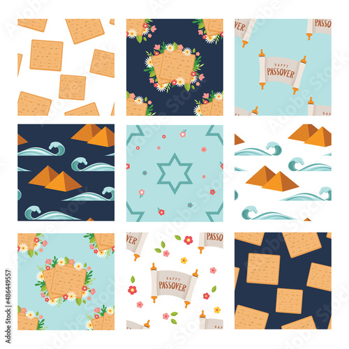 passover seamless pattern. Jewish holiday . Pesach patterns for templates, invitations and designs with egypt piramyds and flowers. Passover story and Egypt landscape . design vector illustration .