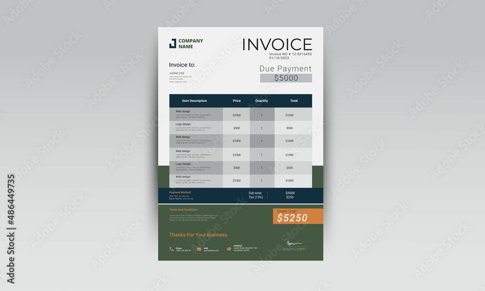 Billing template for business, invoice layout
Billing template for business, invoice layout