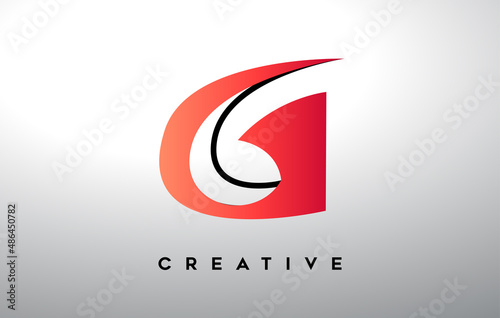 Letter G with black outline and red gradient colors. Creative Modern Letter Logo Design.