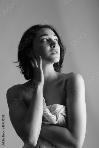 model woman photographed in studio