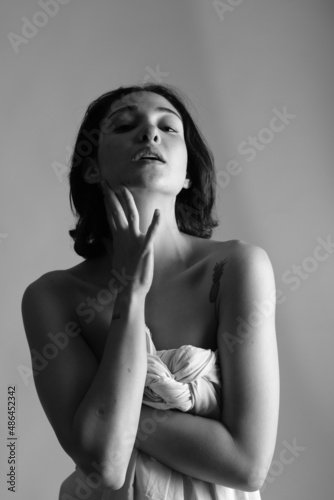 model woman photographed in studio