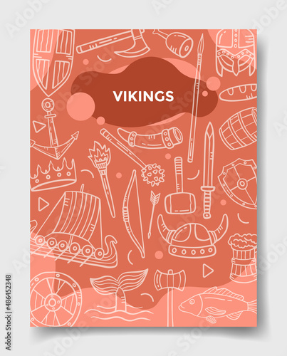 vikings concept with doodle style for template of banners, flyer, books, and magazine