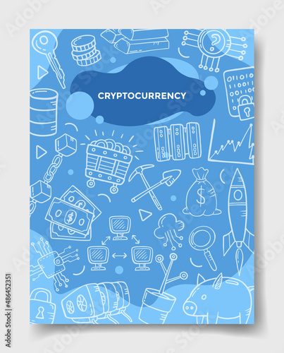 cryptocurrency technology concept with doodle style for template of banners, flyer, books, and magazine