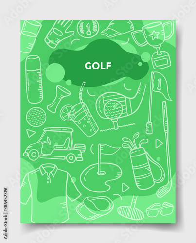 golf sports concept with doodle style for template of banners, flyer, books, and magazine