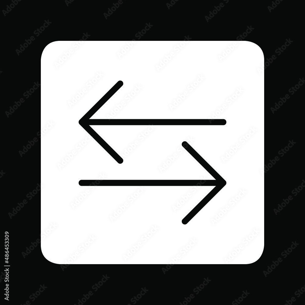 Transfer arrows icon. Data transfer vector icon. Arrow to left and right symbol for your web site design, logo. Vector illustration in square on black background Transfer arrows icon. Data transfer vector icon. Arrow to left and right symbol for your web site design, logo. Vector illustration in square on black background