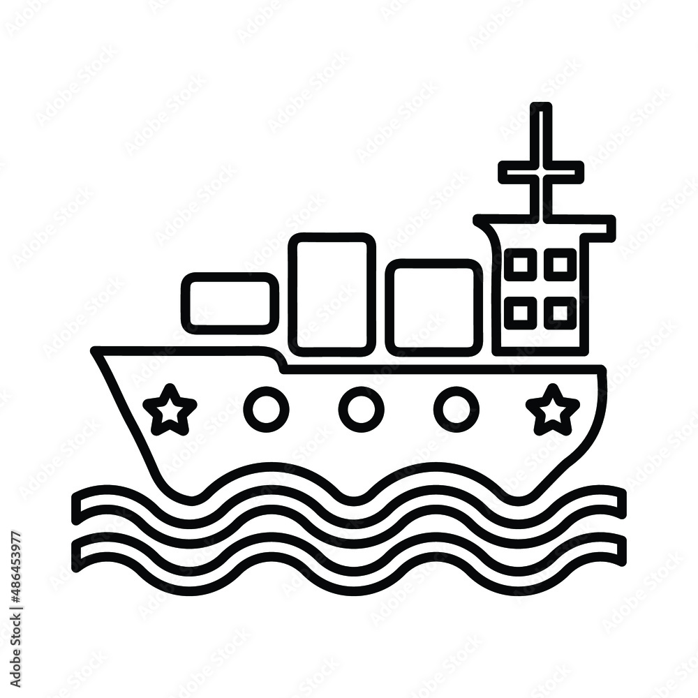 Ship, boat outline icon. Line vector design.65 Ship, boat outline icon. Line vector design.65