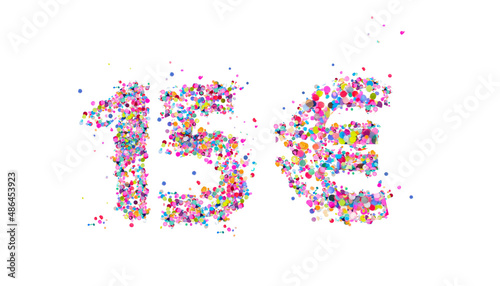 15 Euro € colorful confetti sign