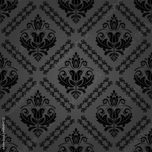 Classic seamless pattern. Damask orient black ornament. Classic vintage background. Orient dark ornament for fabric, wallpaper and packaging