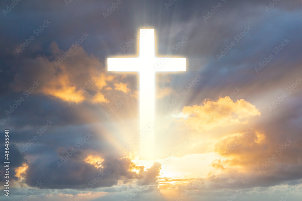 The cross of christ in the sunrise
