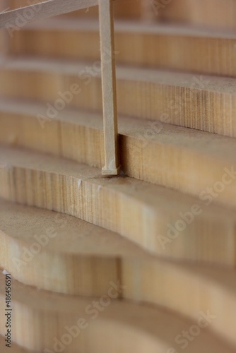 Closeup of toy wooden steps.