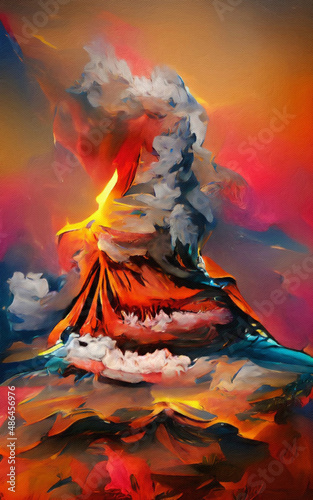 Wall art paining in oil mixed style, stock, contemporary impressionism artwork for sale, vibrant abstract art, colorful brush strokes, print for interior. Fantasy, magic surreal digital NFT artwork