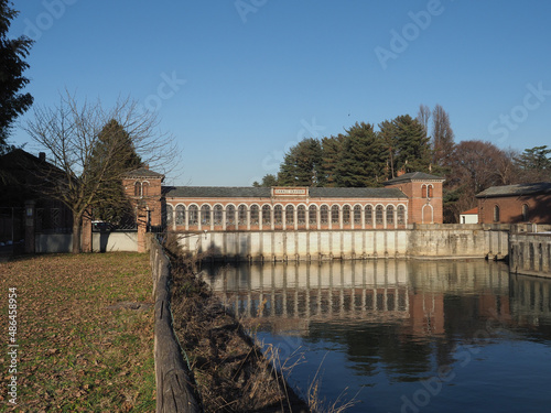 Building at the opening of Canale Cavour canal in Chivasso