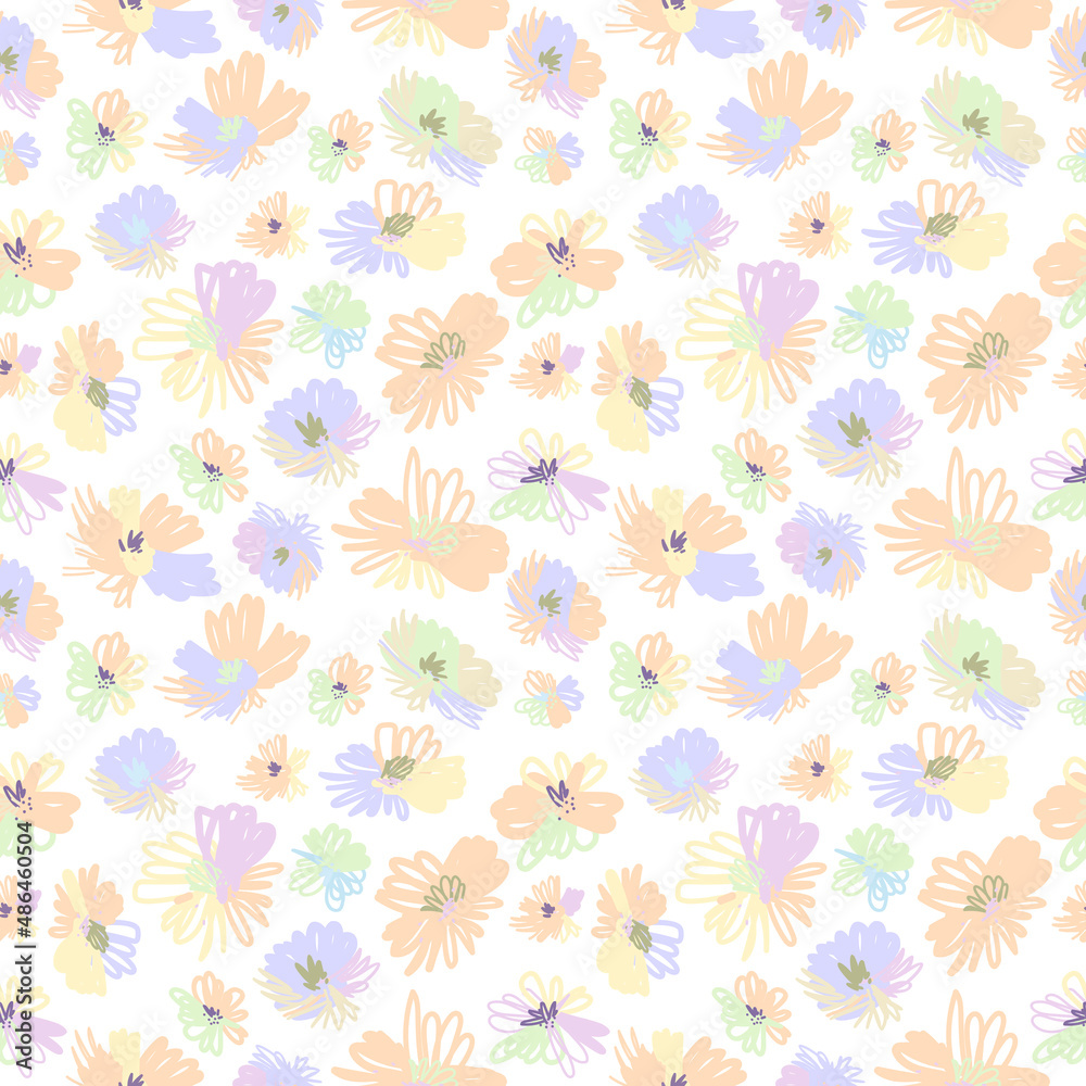 Vintage seamless pattern cornflowers hand, great design for any purposes.