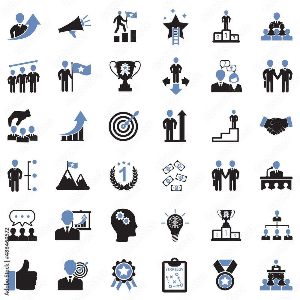 Motivation Icons. Two Tone Flat Design. Vector Illustration.